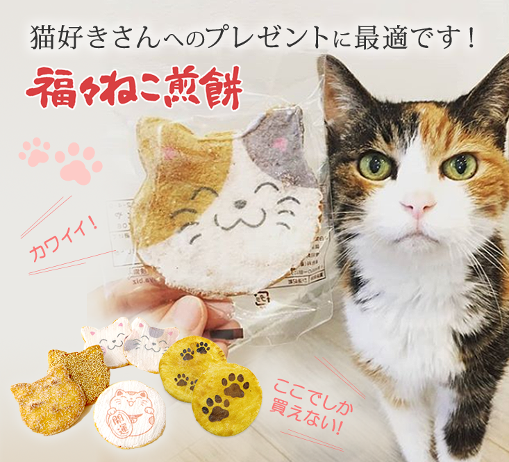 プレゼントやギフトに最適な猫モチーフのお菓子福々ねこ煎餅せんべい