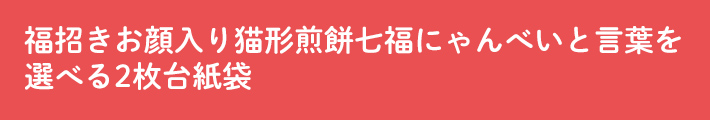 福招きお顔入り猫形煎餅七福にゃんべいと言葉を選べる2枚台紙袋